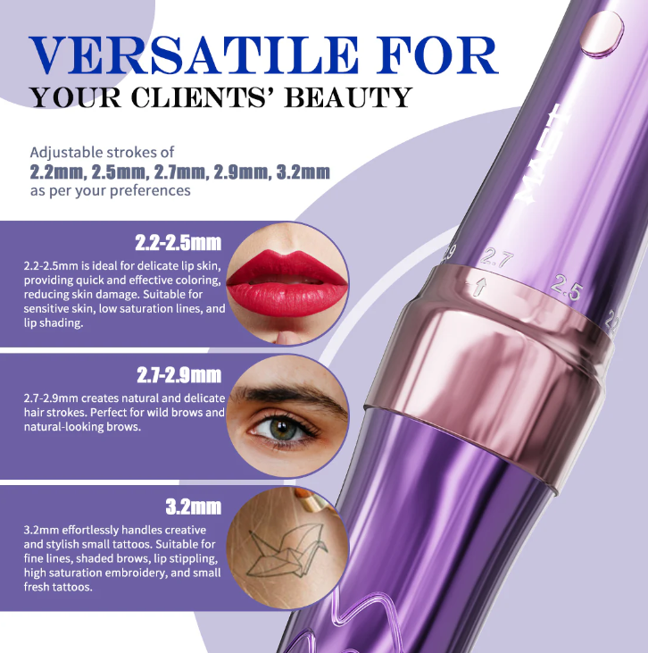 MAST P60 WIRELESS PEN MACHINE Pen Tattooing Machines Purple-Gold-Pink Kallos