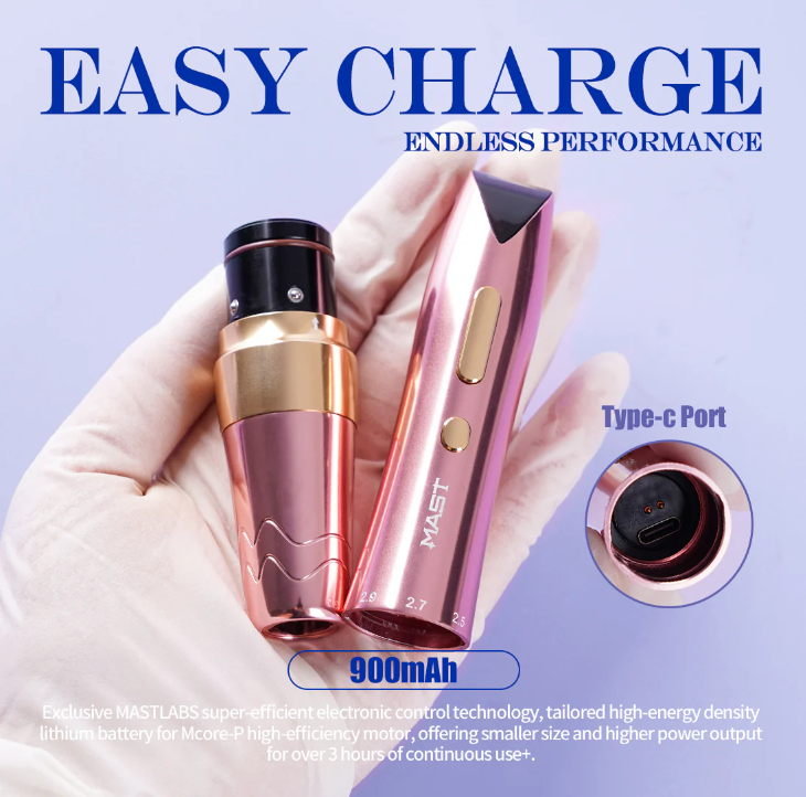 MAST P60 WIRELESS PEN MACHINE Pen Tattooing Machines Purple-Gold-Pink Kallos