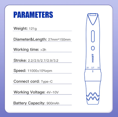  MAST   P60   WIRELESS PEN   MACHINE Pen Tattooing Machines Purple-Gold-Pink Kallos