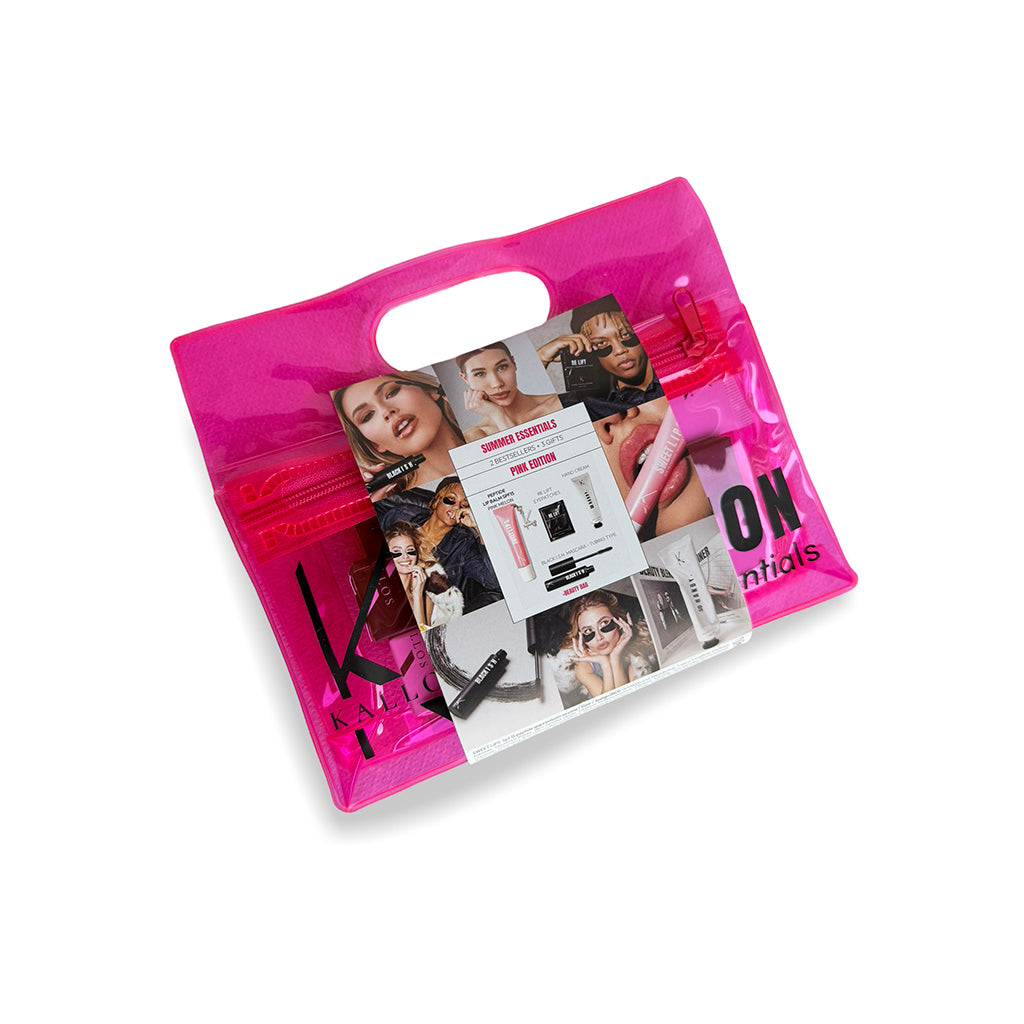 Sadržaj Pink Edition seta uključujući Sweet Lips Pink Melon balzam, Blackish maskaru i hidrogel jastučiće.